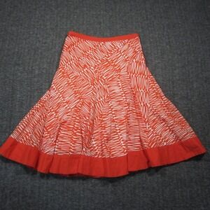Fei A Line Skirt Womens 0 Orange White Geometric Cotton Lined Full Boho Festival